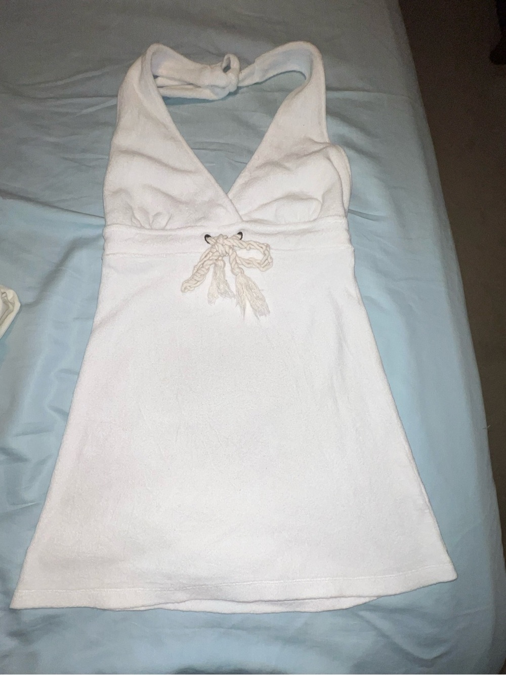 GAP White Terry Cloth Halter Neck Mini Dress Cover-up Sz XS